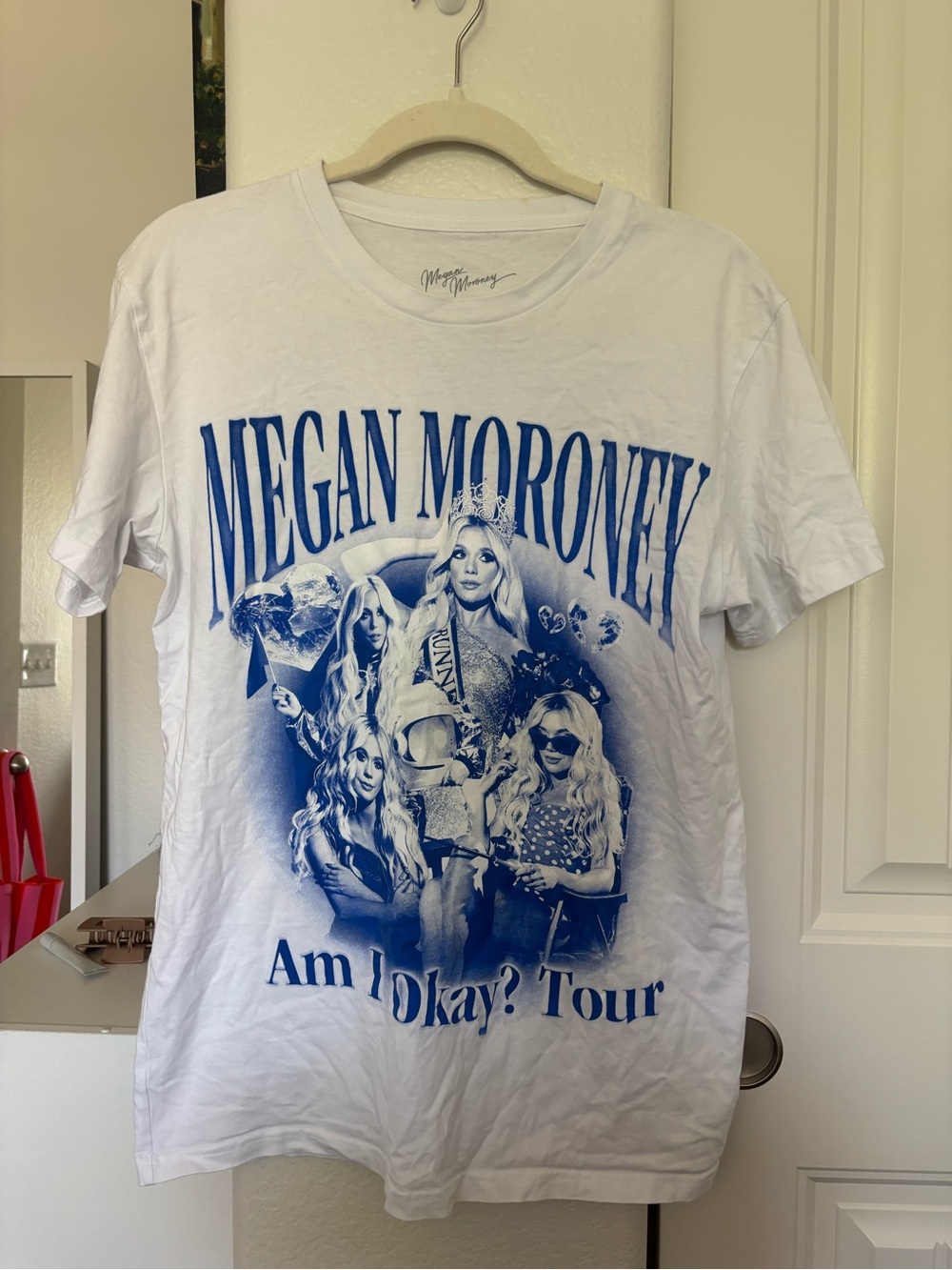 Megan Moroney "Am I Okay? Tour" Graphic Tee - White & Blue